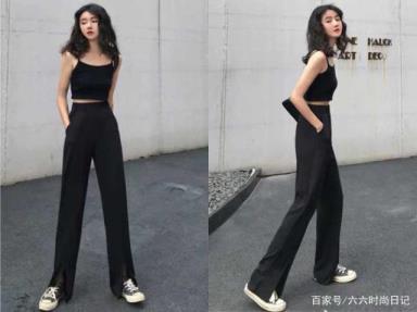 玄色阔腿裤搭配的上衣保举